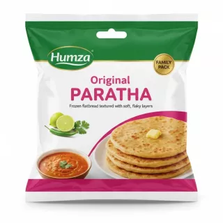 Pack of Humza Original Paratha frozen flatbread with soft flaky layers