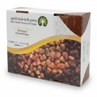 Packaged box of Aliat Taibah premium Sukkari dates