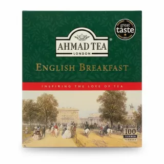 Ahmad Tea English Breakfast Tea box with classic vintage artwork