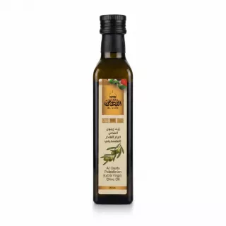 Bottle of Al Quds Palestinian Extra Virgin Olive Oil front label