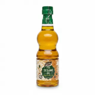 Greenfields Pure Sesame Oil bottle front label showing product name and branding