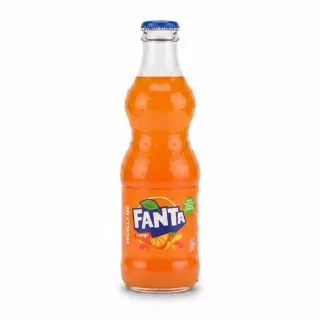 Glass bottle of Fanta orange soda
