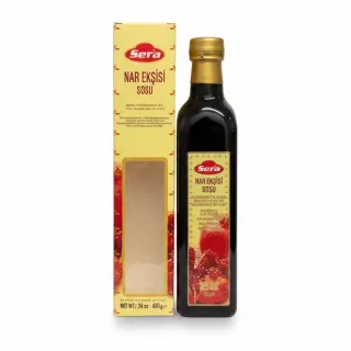 Bottle of Sera Pomegranate Molasses with box packaging