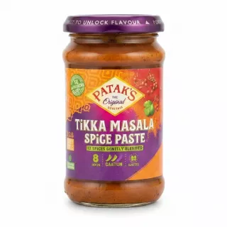 Jar of Patak's Tikka Masala Spice Paste on desk