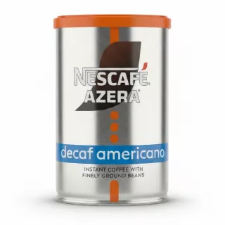 Nescafé Azera Decaf Americano instant coffee tin with orange lid