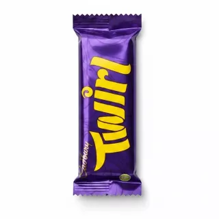 Cadbury Twirl milk chocolate bar in purple packaging