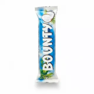 Bounty chocolate bar with coconut flavour in blue and white packaging
