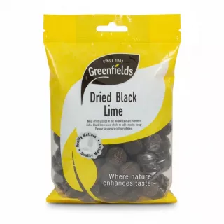 Pack of Greenfields dried black lime showing front packaging