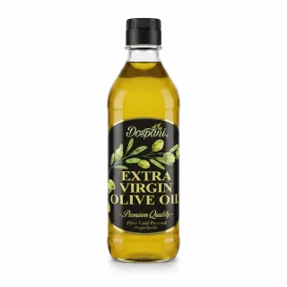 Bottle of Dospani Extra Virgin Olive Oil front label on a white background