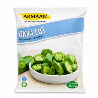 Armaan brand frozen okra cut in a bowl