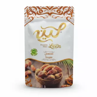 Leen Saqaie Premium Dates front packaging showing brand logo and dates in basket
