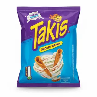 Front view of Takis Buckin' Ranch corn snacks pack