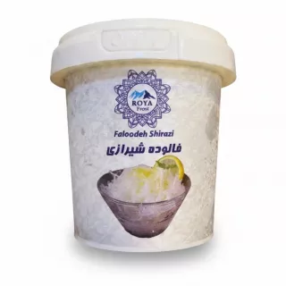 Roya Frost Faloodeh Shirazi in white tub with saffron and rose water flavor