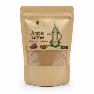 Madina Dates Arabic Coffee saffron and cardamom 200g pack front