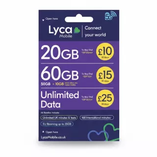 Lyca Mobile 5G data bundles card front