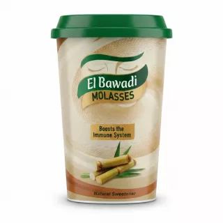 El Bawadi Molasses container front view with green lid