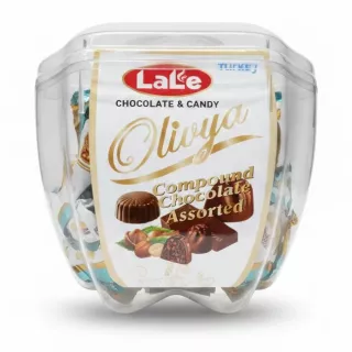 LaLe Olivya Compound Chocolate Assorted clear container front view