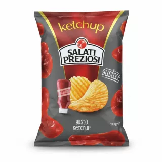front packaging of Salati Preziosi ketchup flavoured potato chips