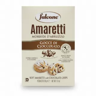 Falcone Amaretti box front view showing soft cookies with chocolate chips