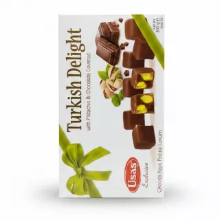 Box of Usas Turkish Delight with pistachio and chocolate