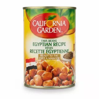 Can of California Garden Fava Beans Egyptian Recipe front view