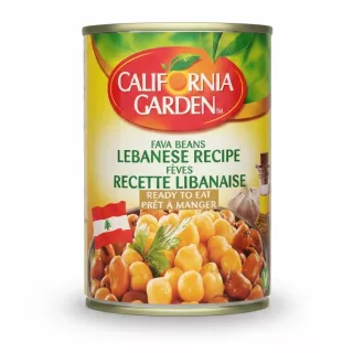 can of California Garden Fava Beans Lebanese Recipe front label