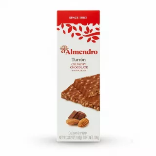 el Almendro Crunchy Chocolate Turrón bar front