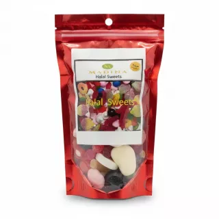 Madina Halal Mixed Sweets colourful pouch with candies visible inside