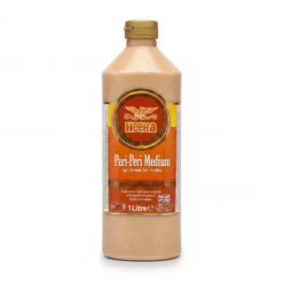 Heera Peri-Peri Medium sauce front label on bottle