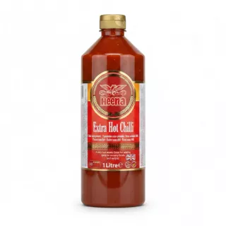 Heera Extra Hot Chilli Sauce 1 Litre bottle front view