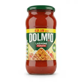 Jar of Dolmio tomato sauce for lasagne