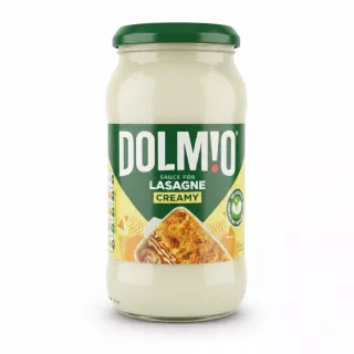 Jar of Dolmio Creamy Lasagne Sauce front label