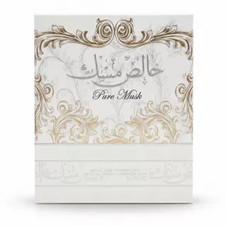 Box of Pure Musk Eau de Parfum with ornate gold design