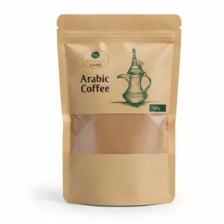 Madina Dates Arabic Coffee ground in resealable pouch front