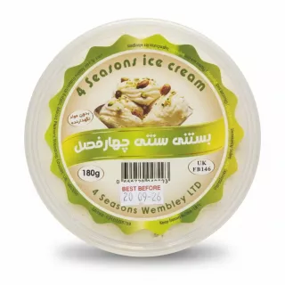 Top view of 4 Seasons Traditional Pistachio Ice Cream tub