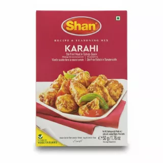 Shan Karahi Stir-fry Meat in Tomato Sauce seasoning mix box front
