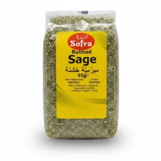 Front view of Sofra rubbed sage 65g pack