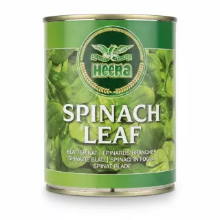 Heera canned spinach leaf front label