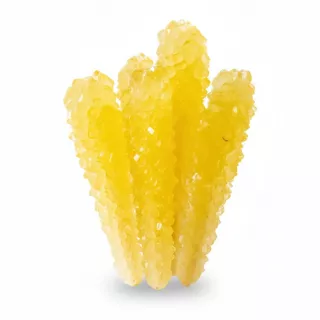 close-up view of yellow crystal candy pieces