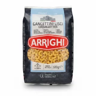 Pack of Arrighi Gancettini Lisci Coquillettes pasta 500g front view
