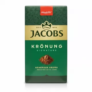 Jacobs Krönung Signature Ground Coffee back packaging with generou aroma text