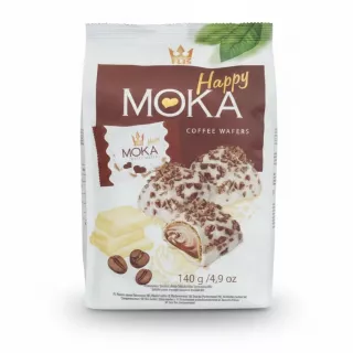 Close-up of Flis Happy Moka Coffee Wafers packaging front detail