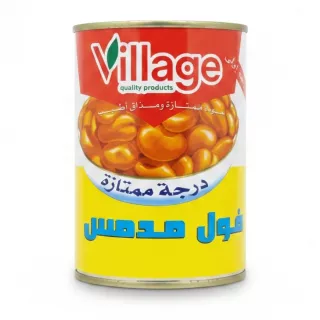 Village Foul Medames broad beans can front in Arabic label