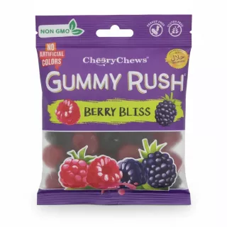 CheeryChews Gummy Rush Berry Bliss front packaging showing gummy candy