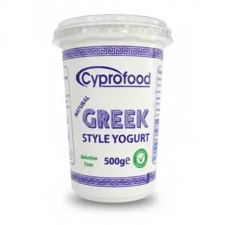Front label of Cyprofood Natural Greek Style Yogurt tub