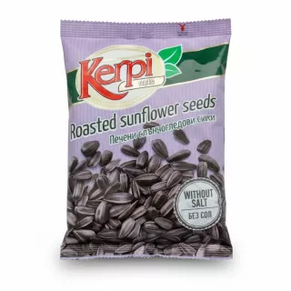 Kerpi brand packaging of roasted sunflower seeds without salt
