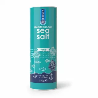 Costa Mediterranean Fine Sea Salt 750g container front view