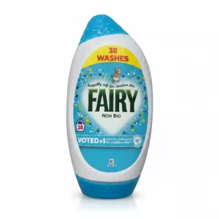 Front view of Fairy Non Bio laundry detergent bottle with 38 washes label