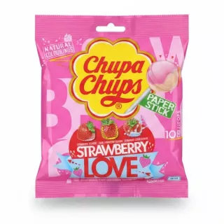 Chupa Chups Strawberry Love lollipops pack front view