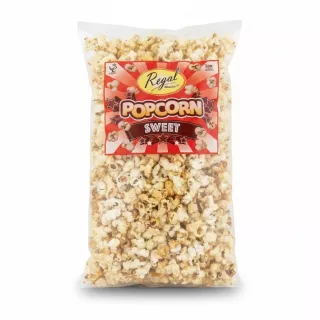 Pack of Regal Snacks Sweet Popcorn front view showing red label